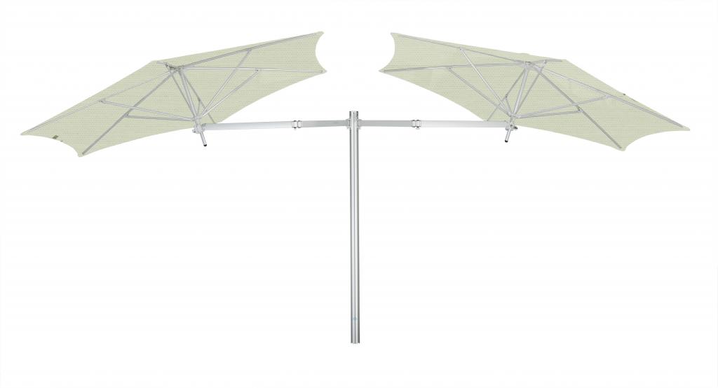 Parasol 1 mât et 4 parasols (4 bras 2m + 4 armatures + 4 toiles) Paraflex Evolution UMBROSA